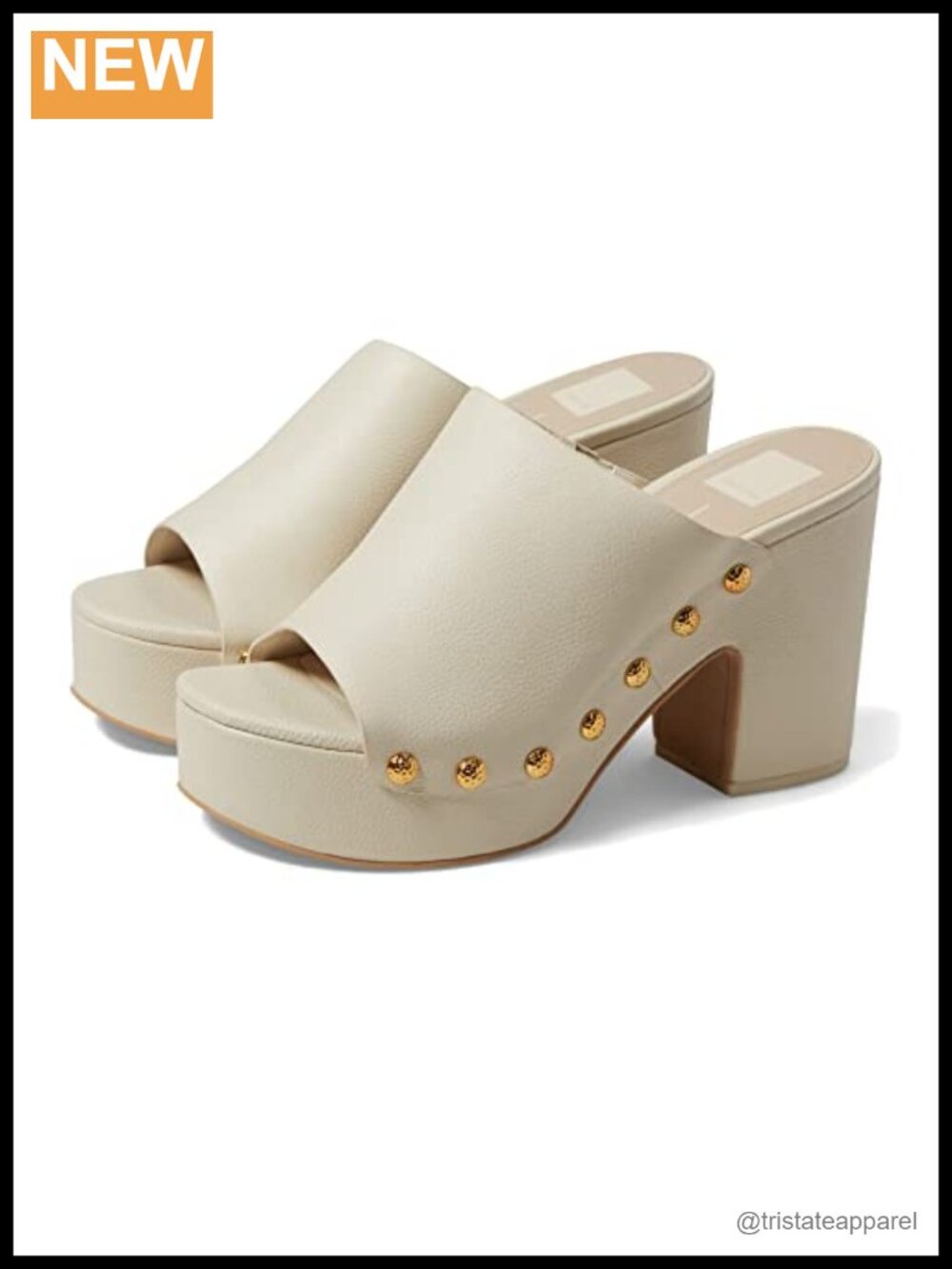 Platform Sandal Off White Leather Slip On Block Heel Wedding